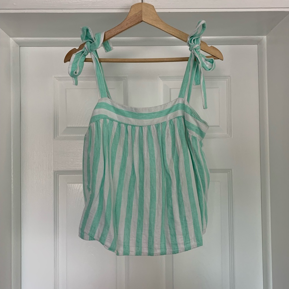 Striped Tie Shoulder Top